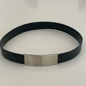 Prada genuine leather silver buckle belt